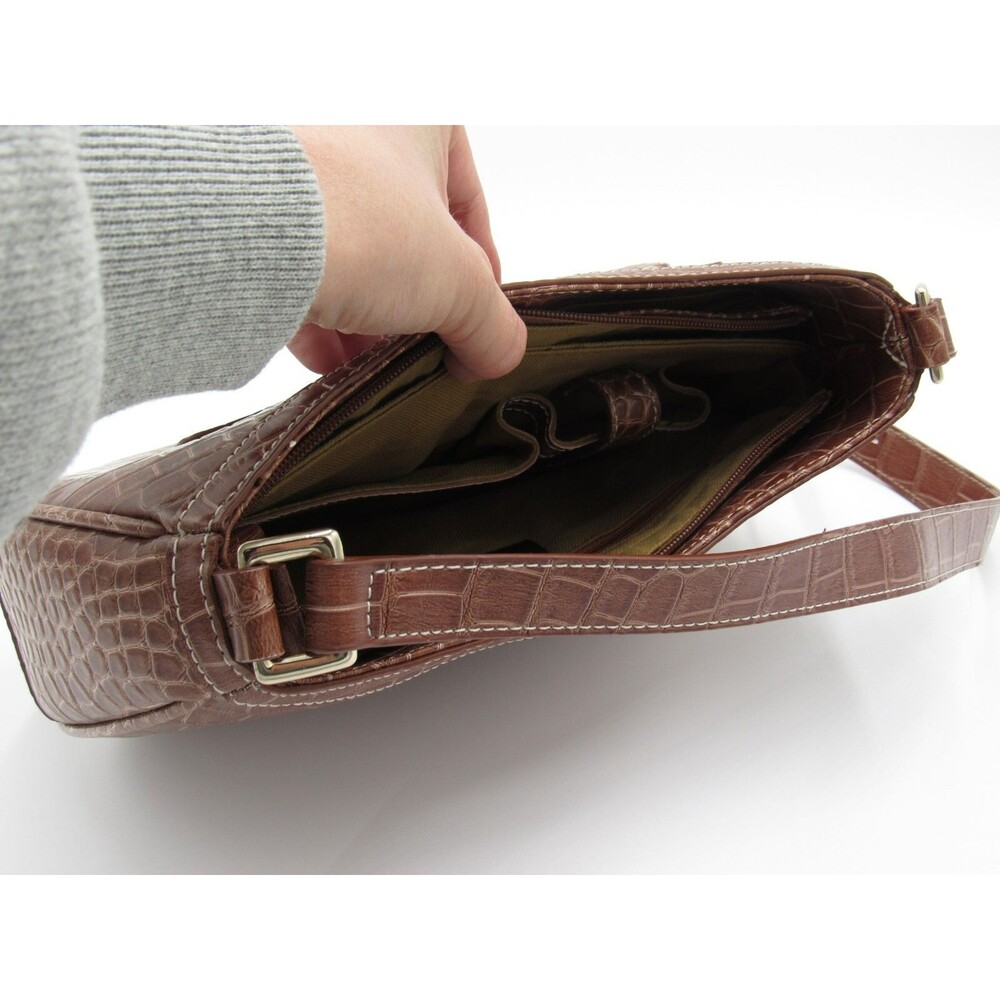 Liz Claiborne Purse Accessories Brown Embossed Snakeskin Womens Shoulder Bag - Picture 6 of 16